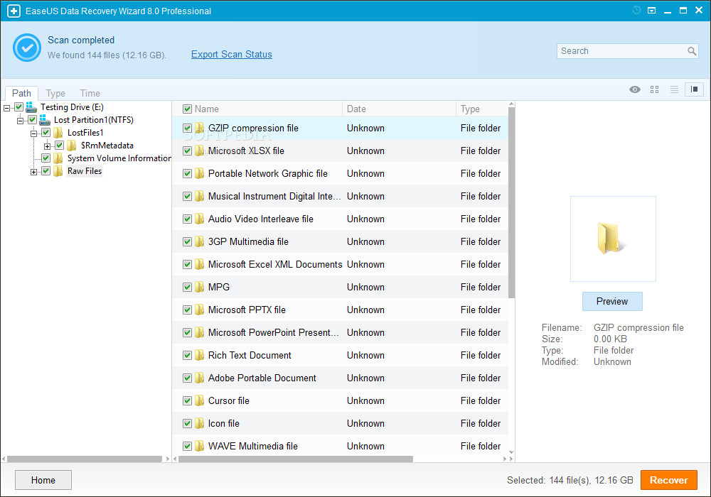 Contoh tampilan EaseUS Data Recovery